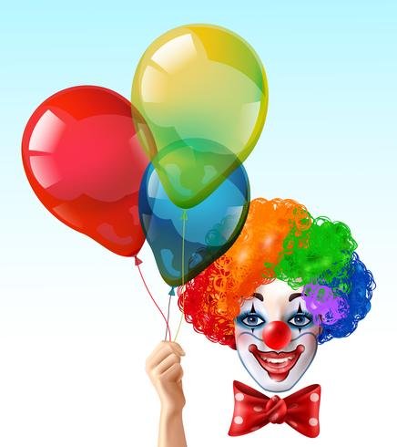 Clown gezicht met ballonnen heldere pictogram vector