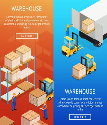 Warehouse verticale isometrische Banners vector