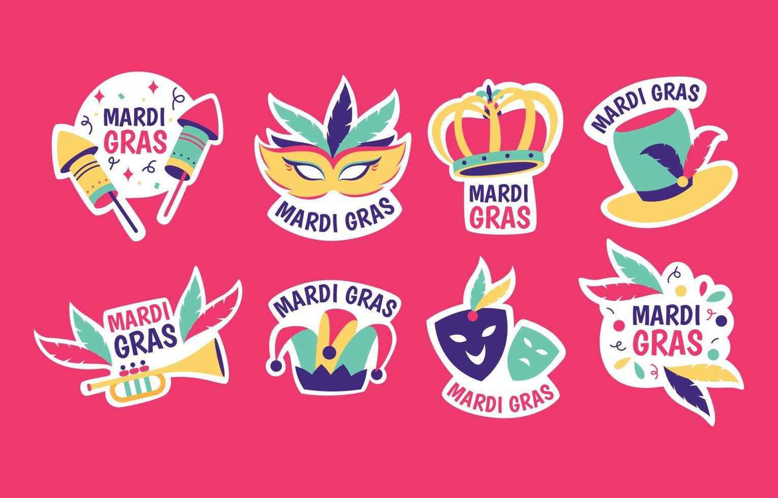 mardi gras festival stickers vector