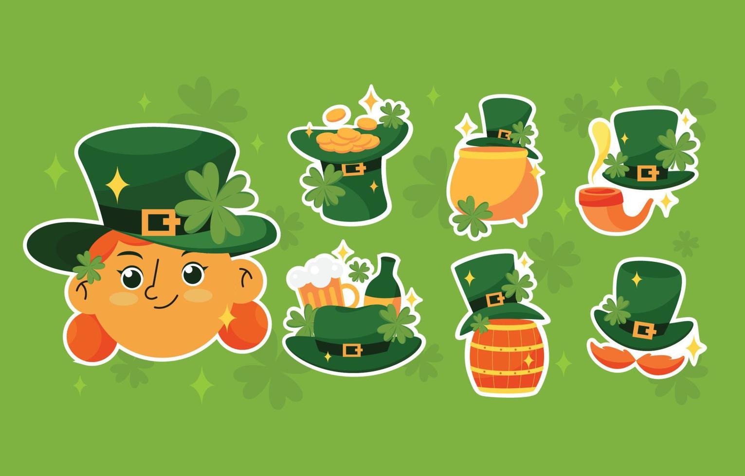 st. patrick's day hoed sticker collectie vector