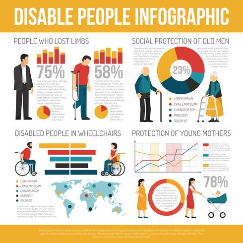 Gehandicapten Infographic Set vector