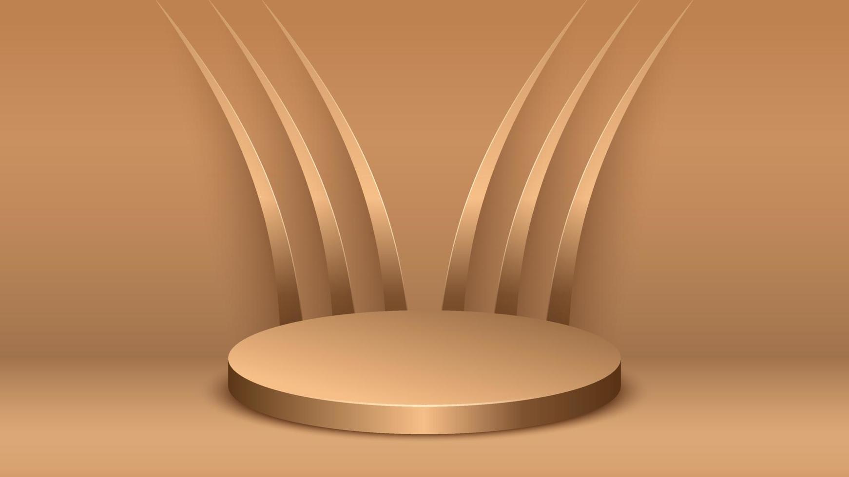 gouden podiumvertoningsproduct en achtergrond luxe volledig gouden krommelijnelement. realistische 3D-luxe stijl achtergrond. vectorillustratie voor het bevorderen van verkoop en marketing. vector