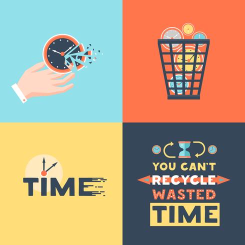 Wasted Time 4 Flat Icons Square vector