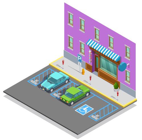 Parkeerzone isometrische sjabloon vector