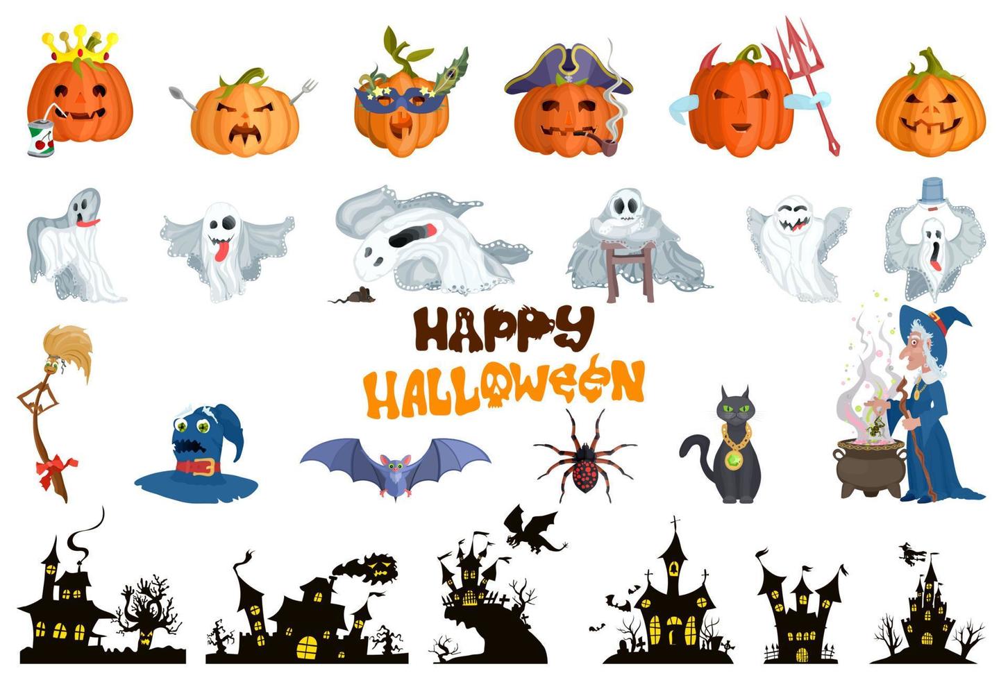 karakters selectie. halloween heldere monsters vector