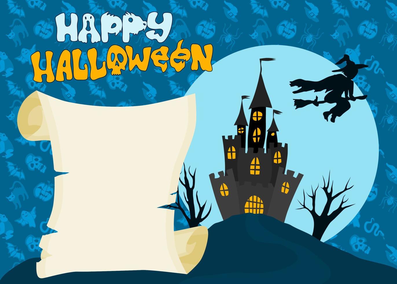 Halloween-vakantieaffiche met heks. vector werk