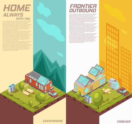 Mobile House verticale isometrische Banners vector