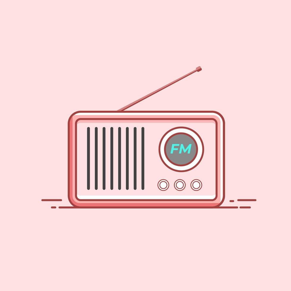 vintage radio platte ontwerpstijl. vector illustratie