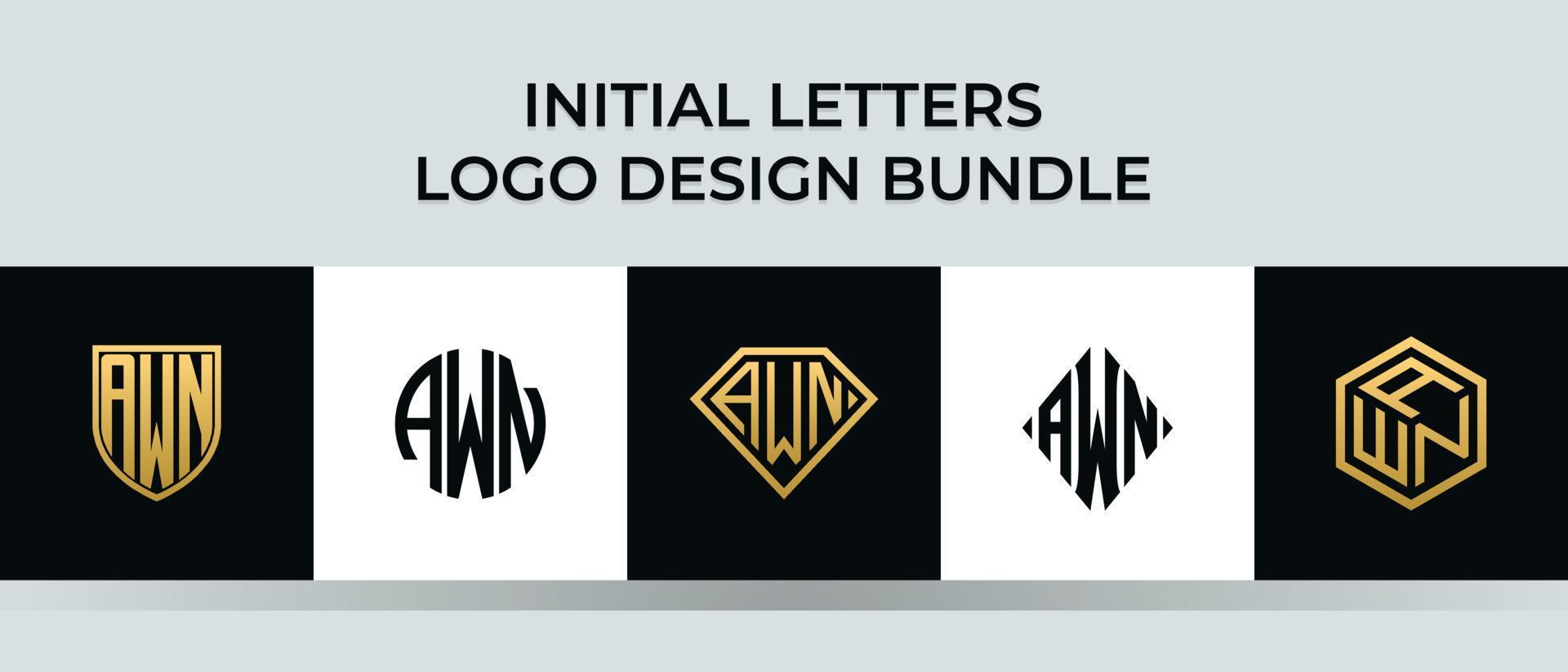 beginletters awn logo ontwerpen bundel vector