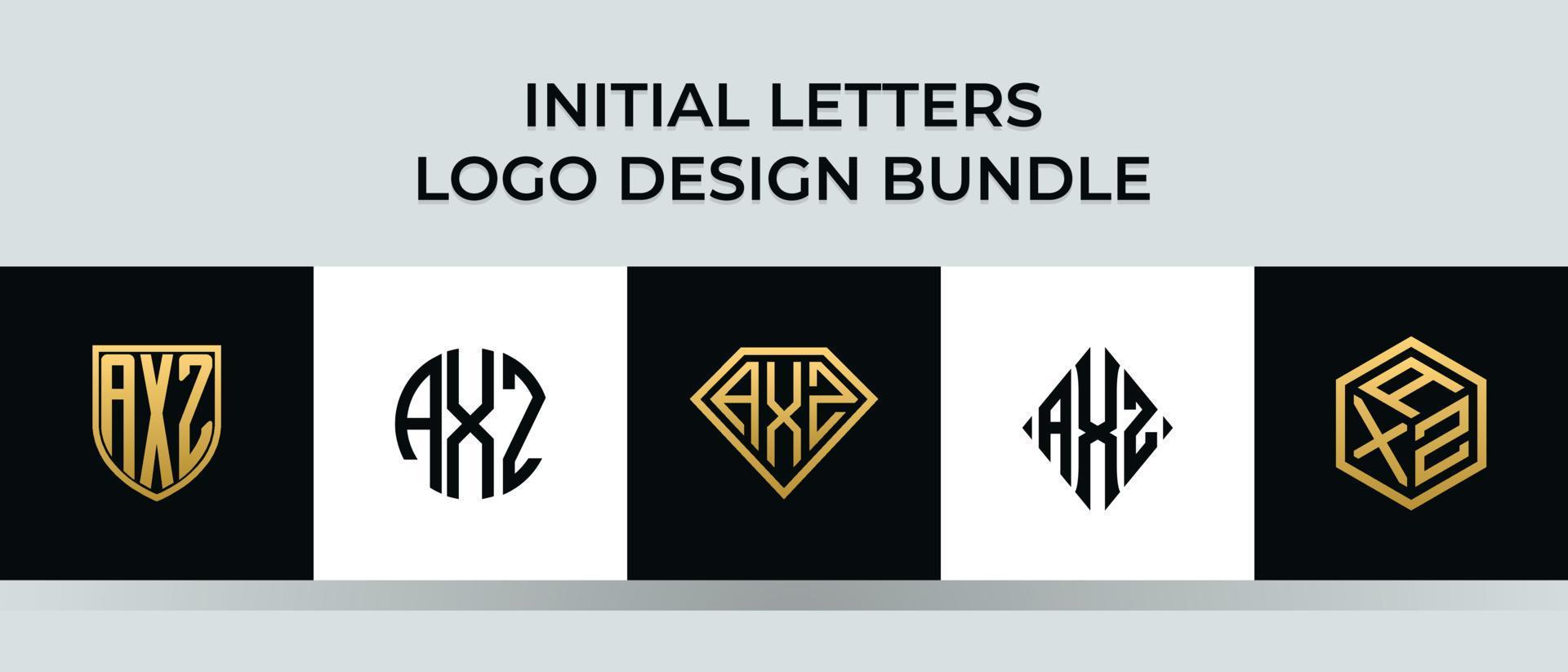 beginletters axz logo ontwerpen bundel vector