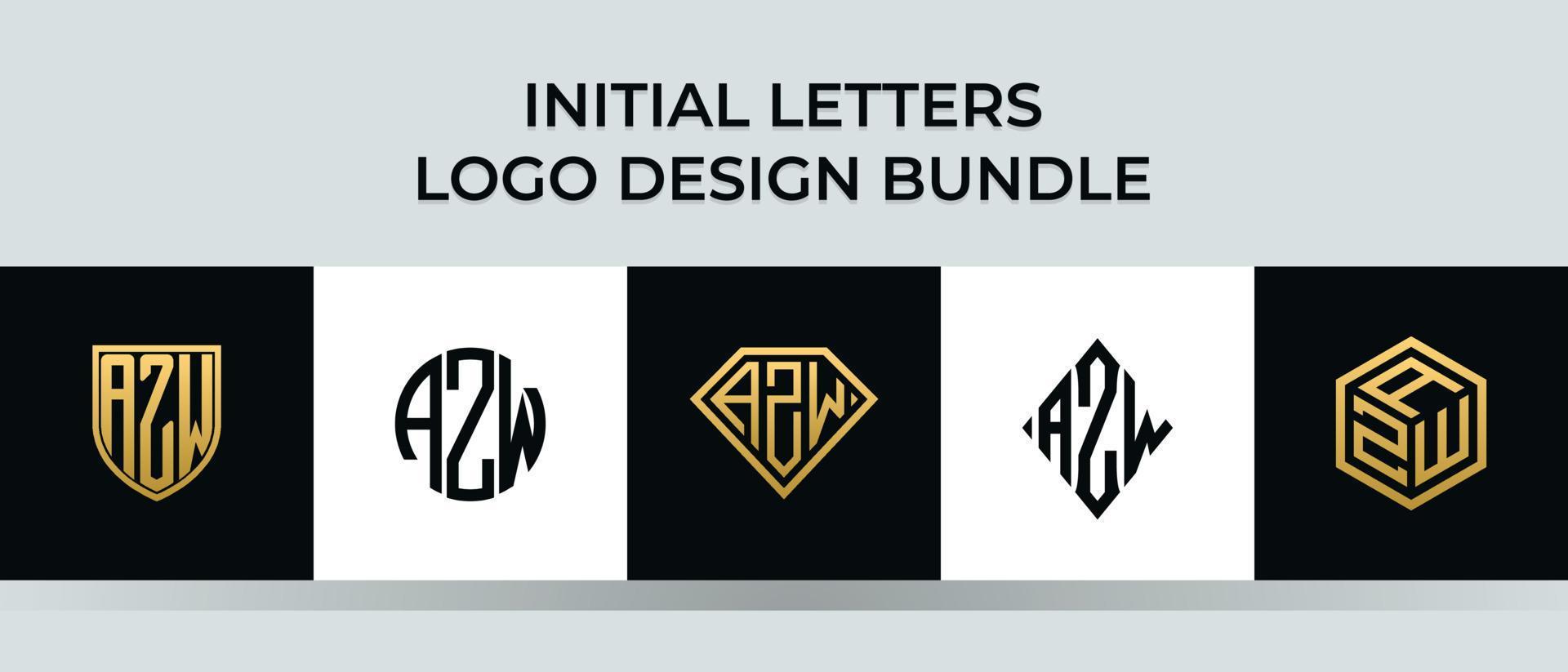 beginletters azw logo ontwerpen bundel vector