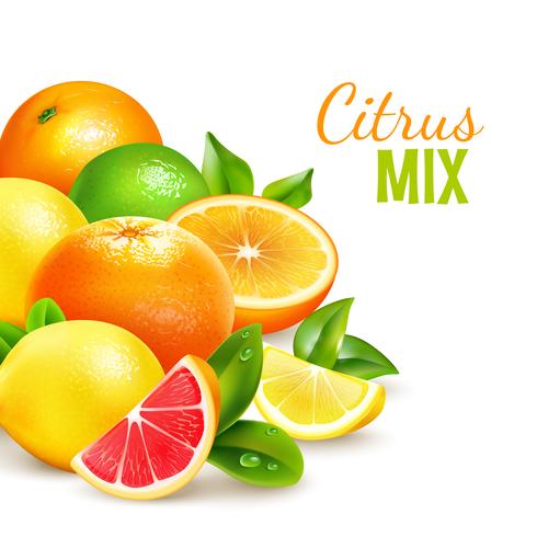 Citrusvruchten mix realistische achtergrond poster vector