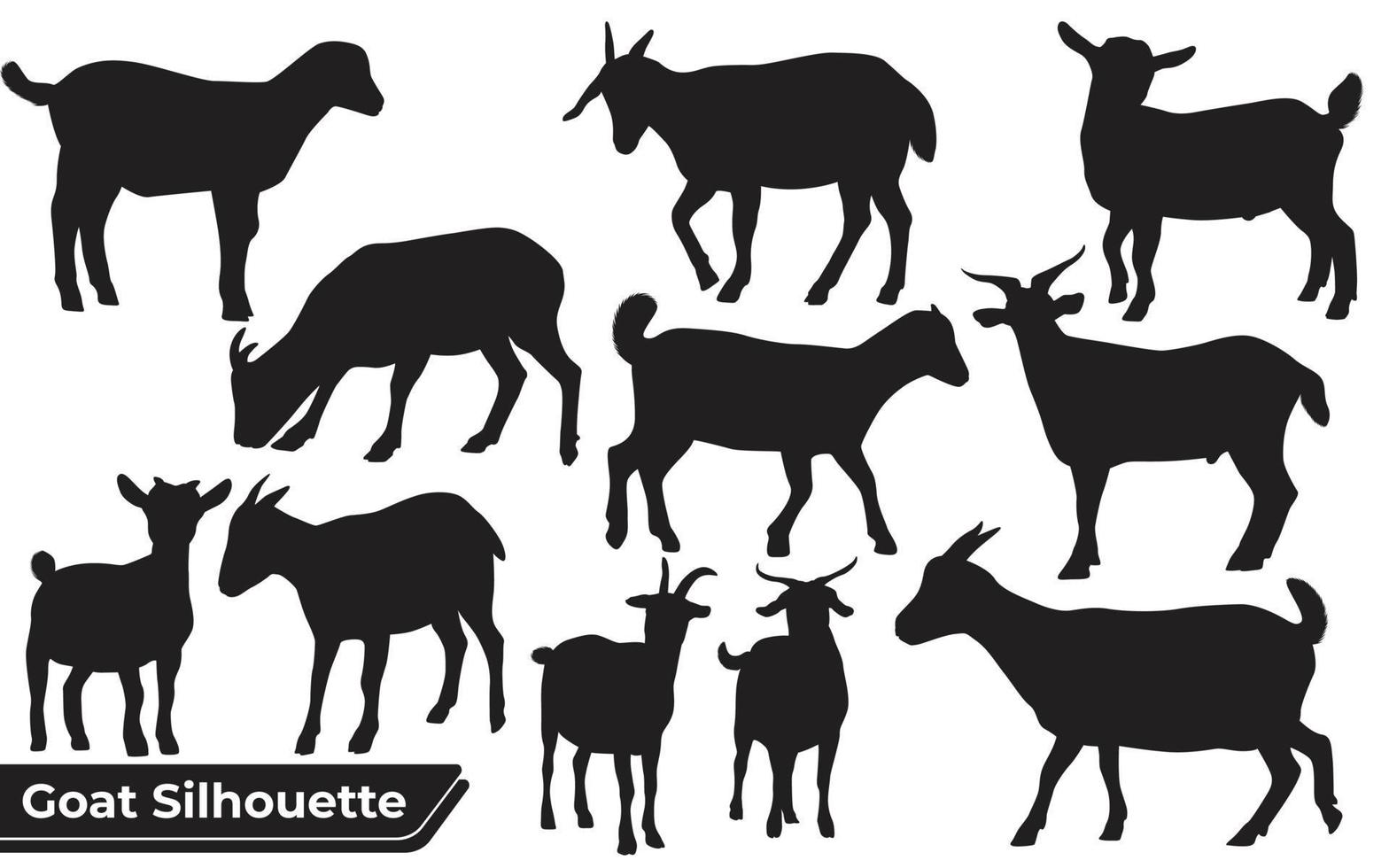verzameling geitensilhouet in verschillende poses vector