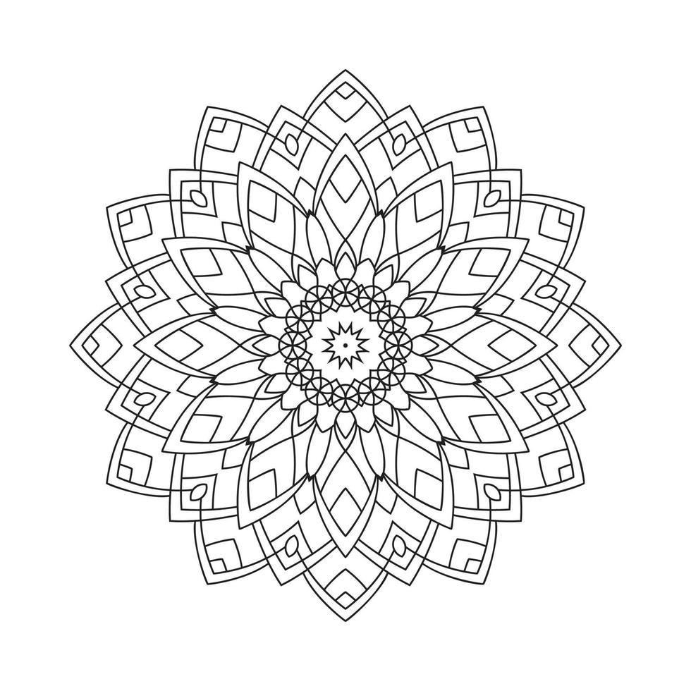 mandala kleurboek. Arabische decoratie mandala vector. bloem patroon. zwart-wit kleurboek patroon. mandalapatroon. eenvoudige mandala lijn kunst illustratie. vector