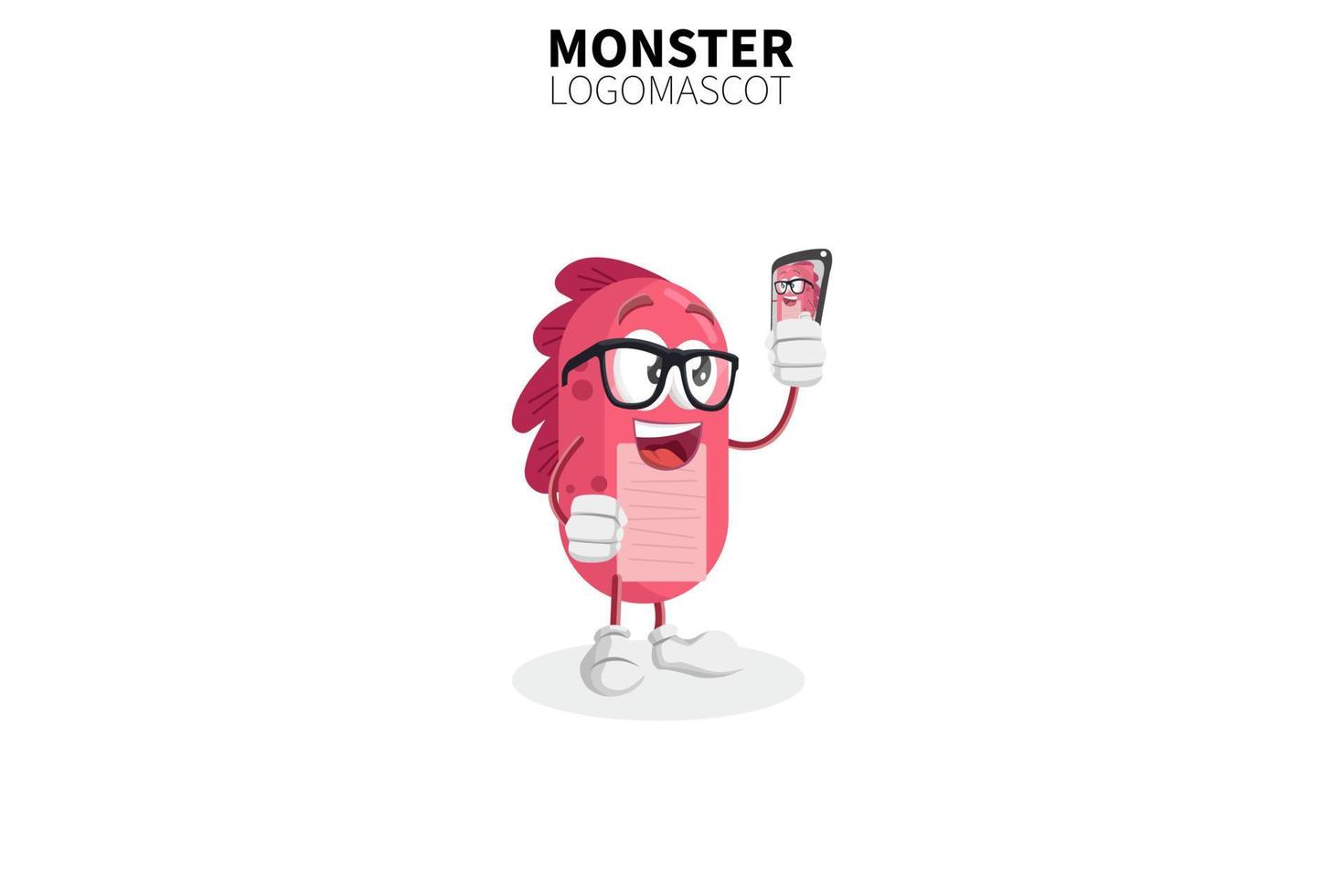 cartoon monster mascotte, vector illustratie van een schattige monster karakter mascotte