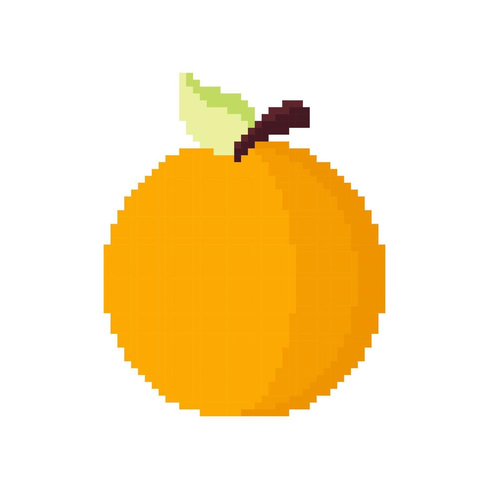 oranje fruitillustratie met pixelthema vector