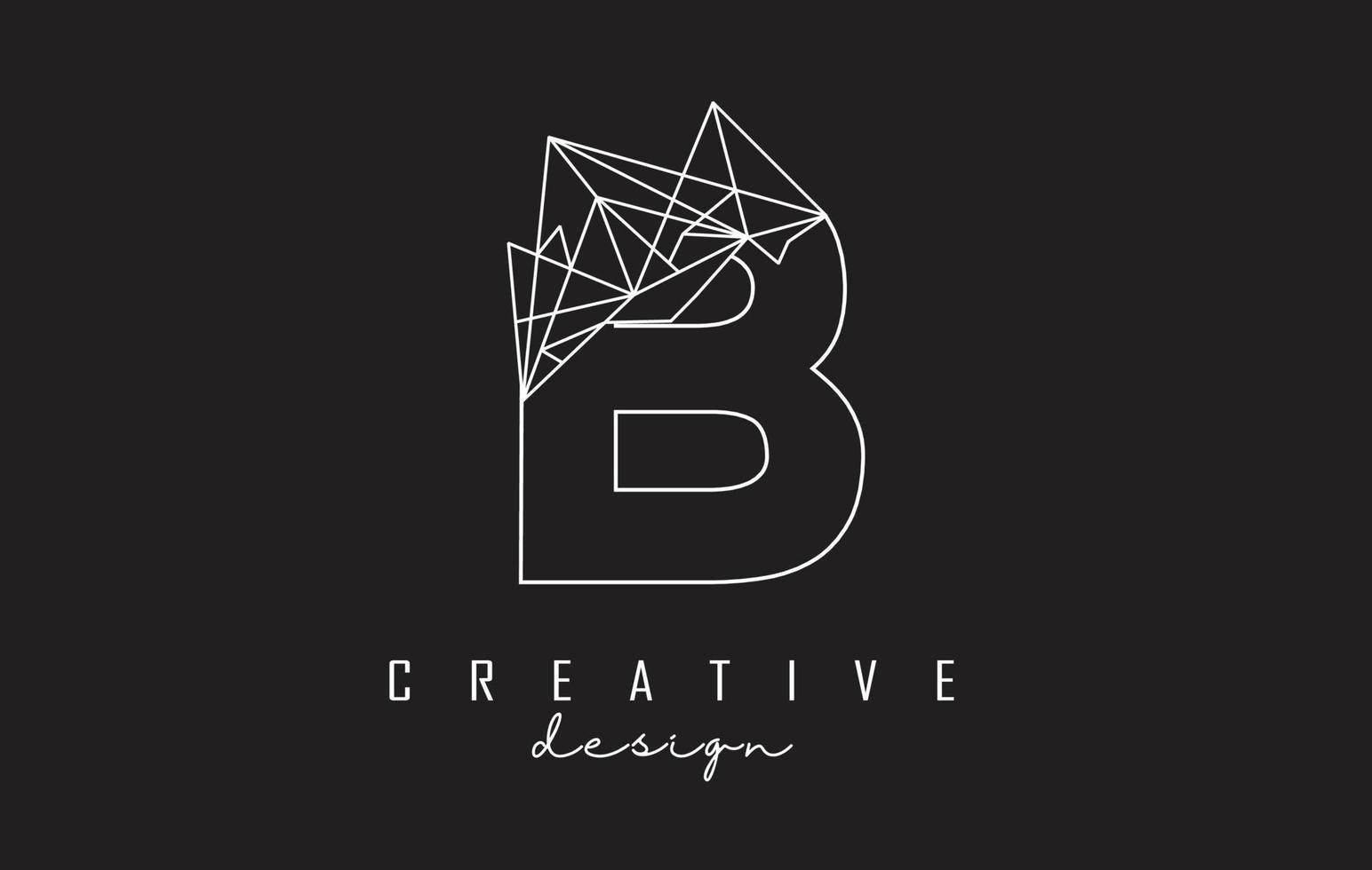 schets letter b logo-ontwerp met gebroken stenen detail. vectorillustratie met geometrisch effect. vector