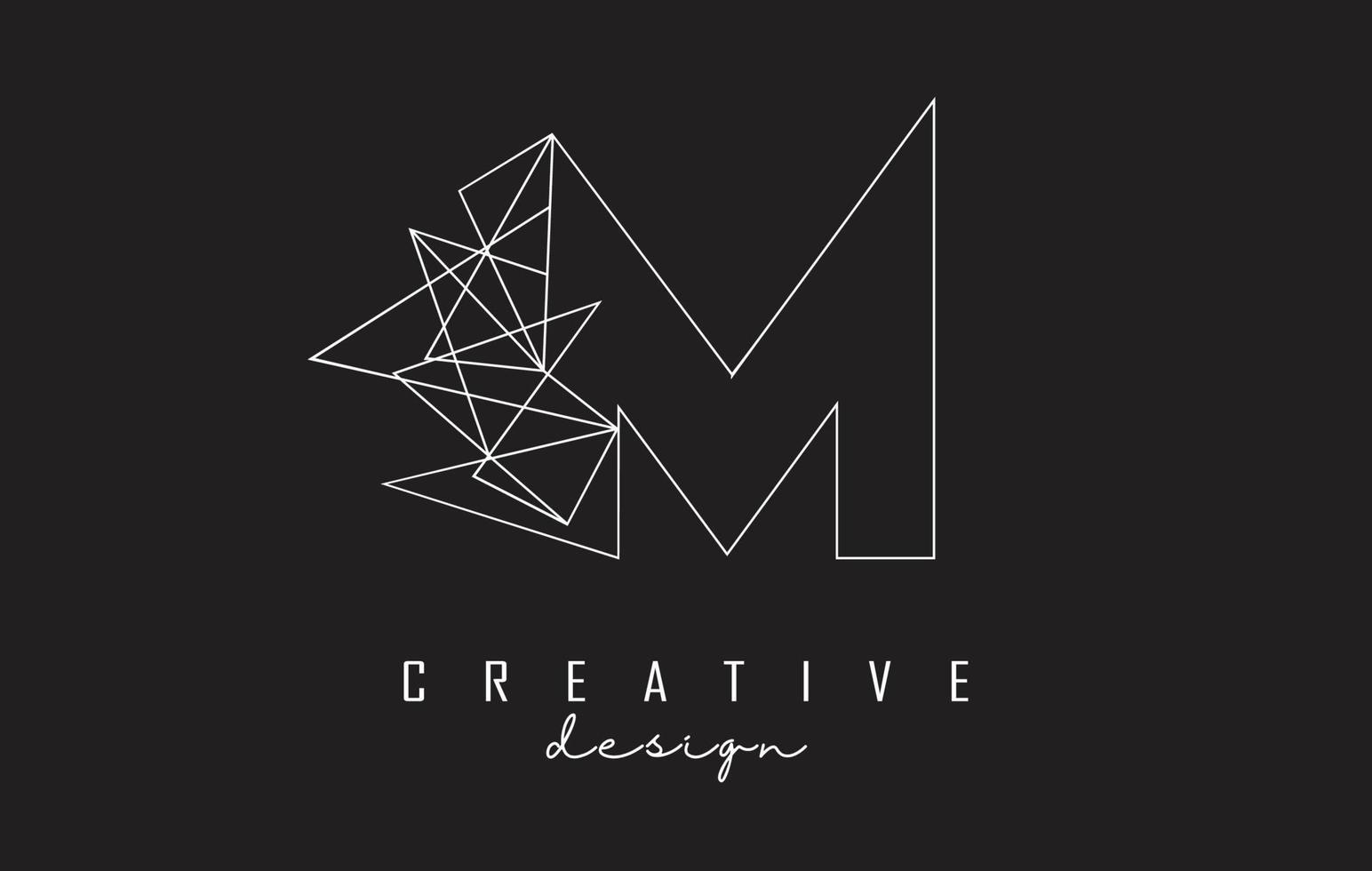 schets letter m logo-ontwerp met gebroken stenen detail. vectorillustratie met geometrisch effect. vector