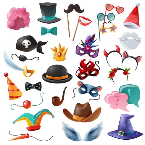 Photo Booth Party Icons Set vector