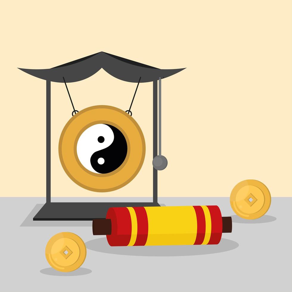 chinese cultuur gong vector