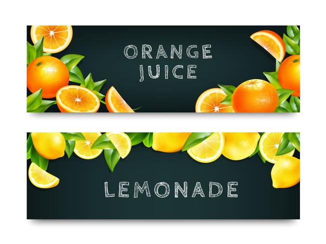 Orange Juice Lemonade 2 Banners Set vector