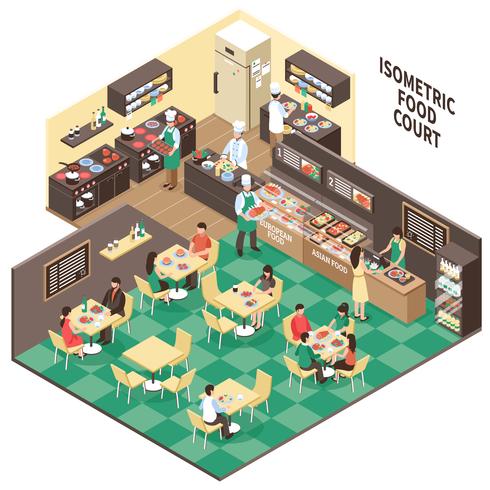 Isometrische Fast-Food Restaurant interieur vector