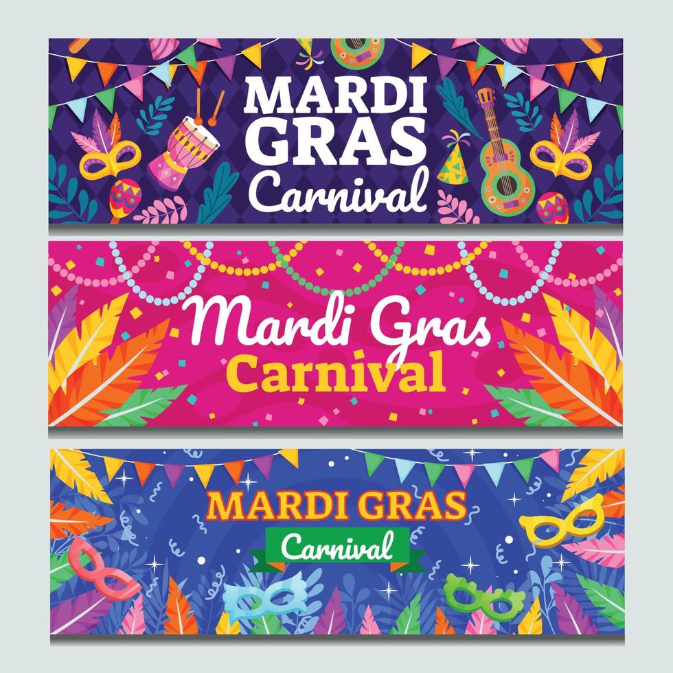 kleurrijke mardi gras carnaval banners set vector