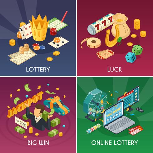 Lottery Concept Icons Set vector
