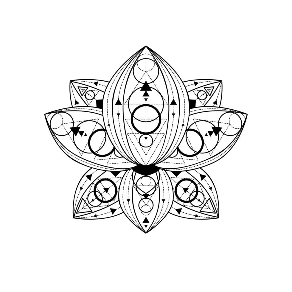 lotusbloem met geometrische ornament lineaire vectorillustratie vector