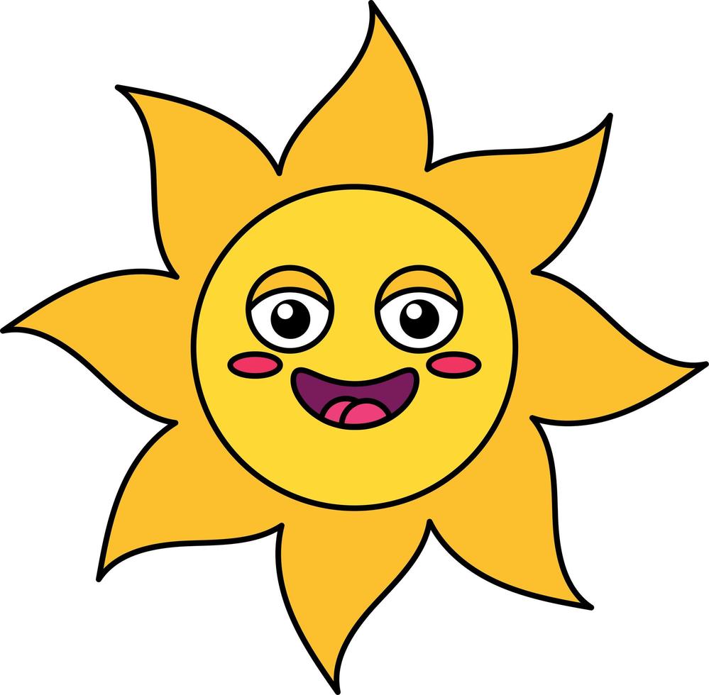 gelukkige zon emoji overzicht illustratie vector