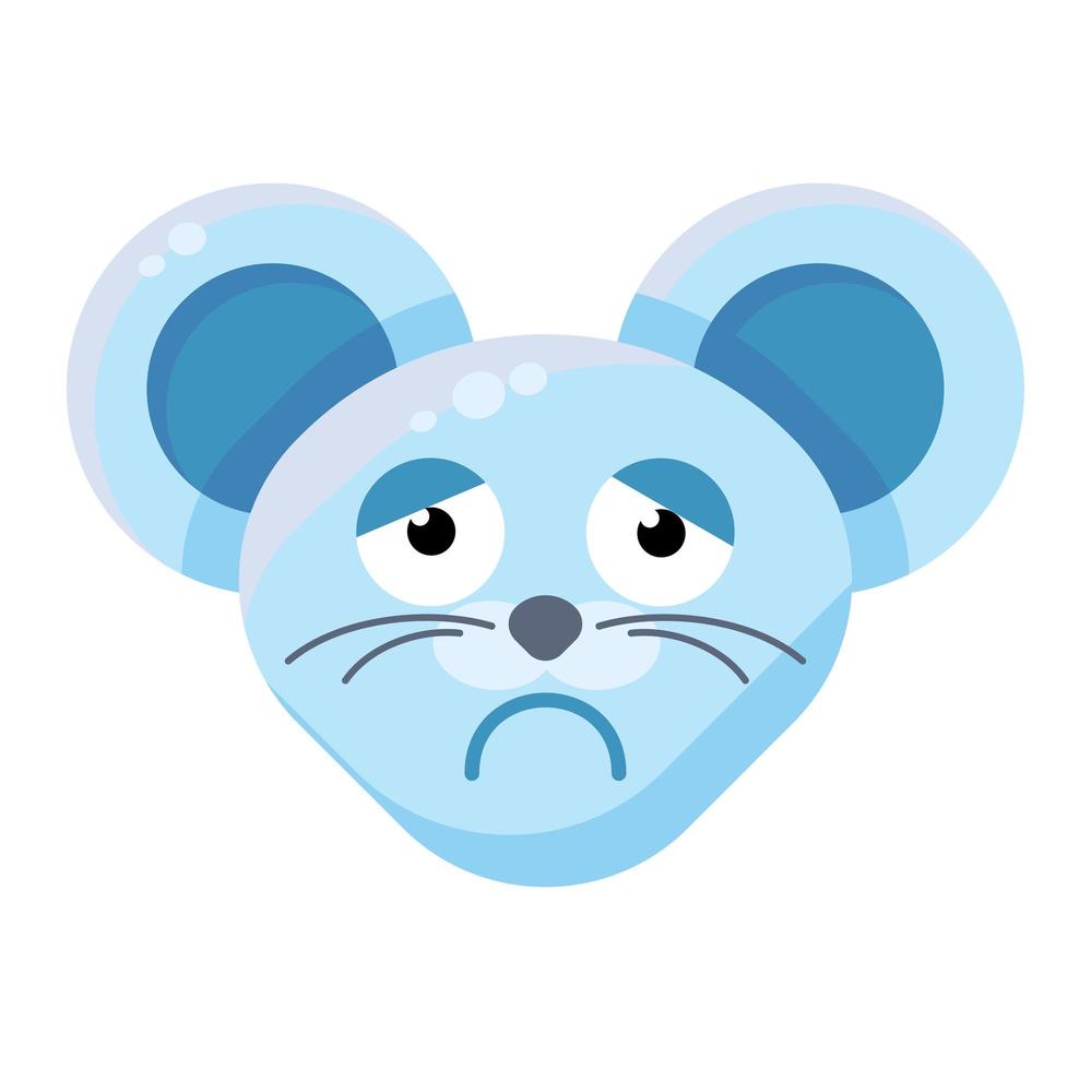 emoji grappig dier muis melancholische uitdrukking vector