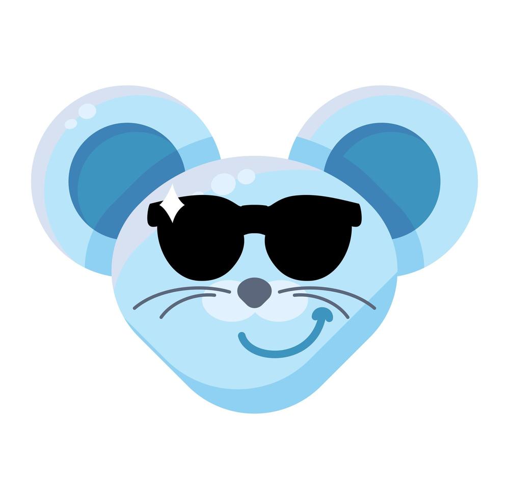 muis gezicht coole jongen emoticon sticker vector