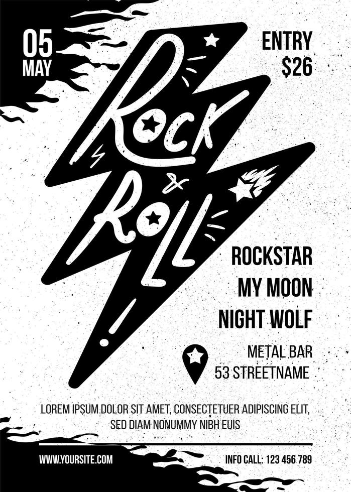 rockmuziek concert platte brochure vector sjabloon