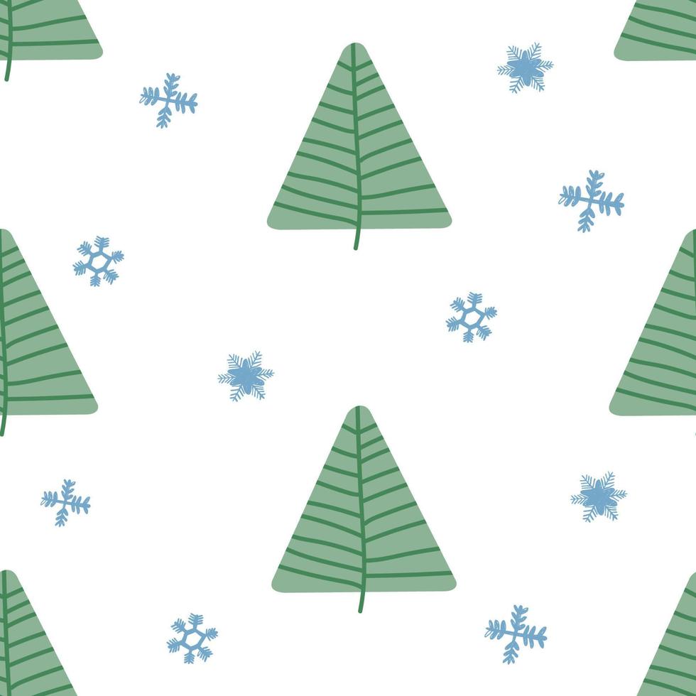 Kerst fir tree naadloze patroon. nieuwjaarshand verdrinkt sparren inpakpapierontwerp, wintervakantiedecoratie, bosachtergrond vector