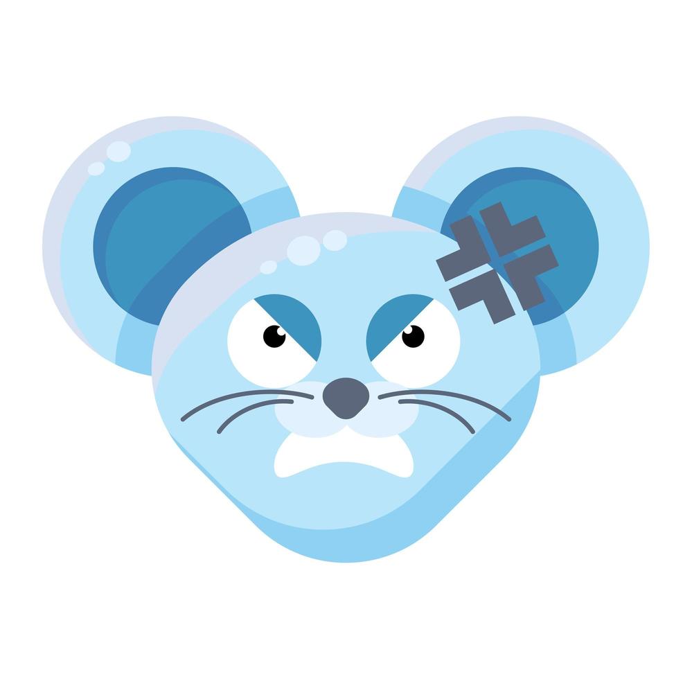 muis gezicht boos emoticon sticker vector