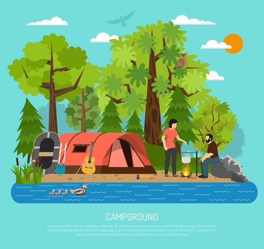 Campingrecreatie Familie zomertentposter vector