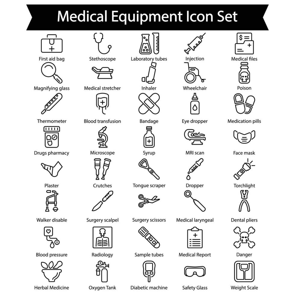 medische apparatuur lijn icon set vector