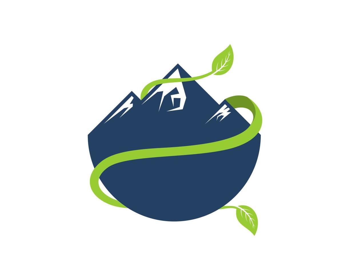 eenvoudige berg met groen natuurblad vector