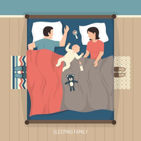 Slapende familie met zogende baby vector