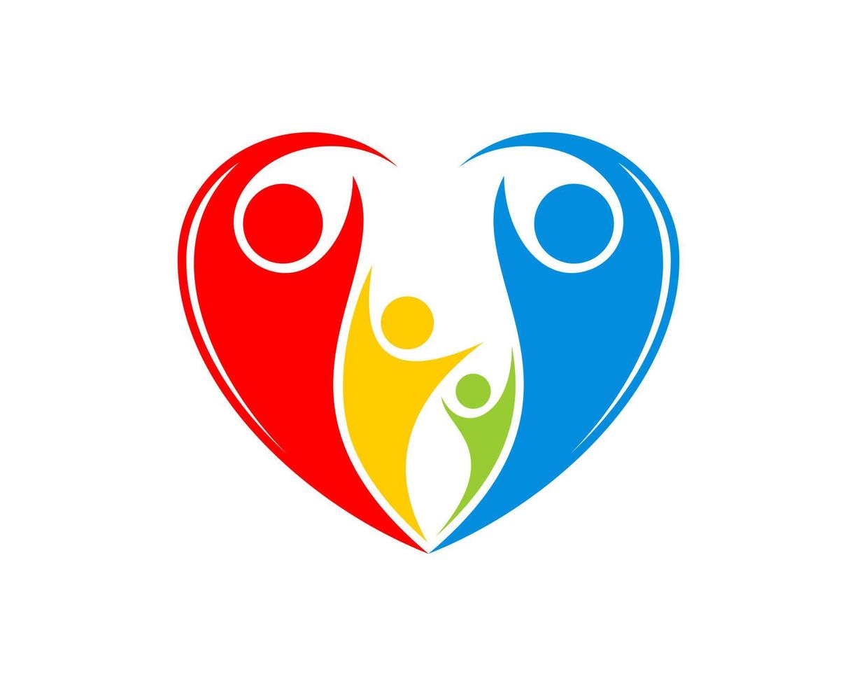 gelukkige swoosh mensen met liefdesvorm logo vector