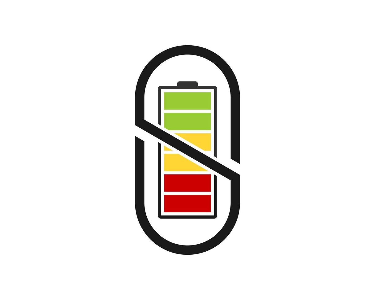 elektrische batterij met infinity s letter initial vector