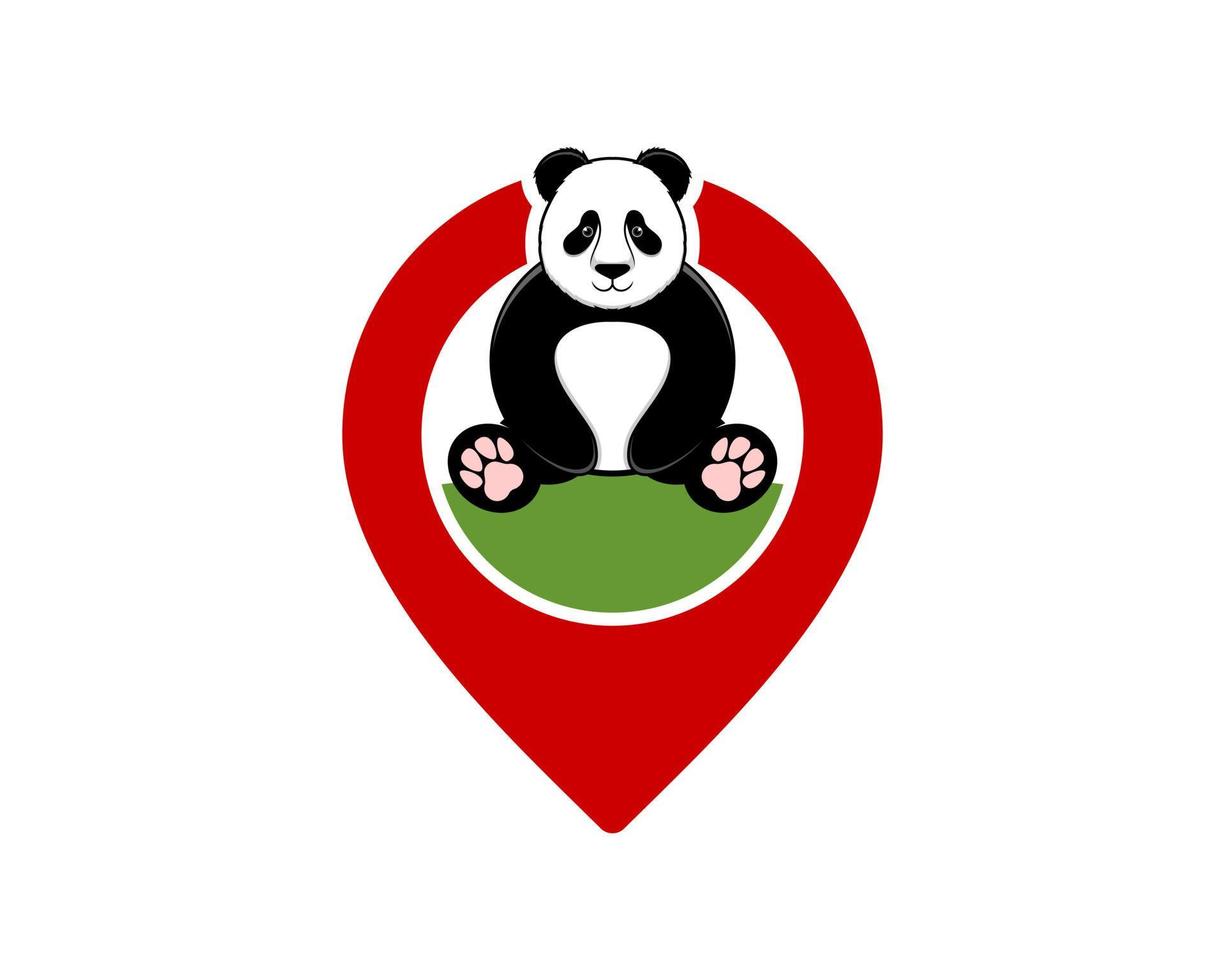 pin locatie met panda erin vector