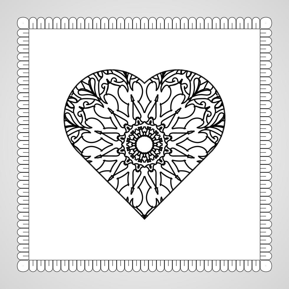 hand getekend hart met mandala. decoratie in etnisch oosters doodle ornament vector