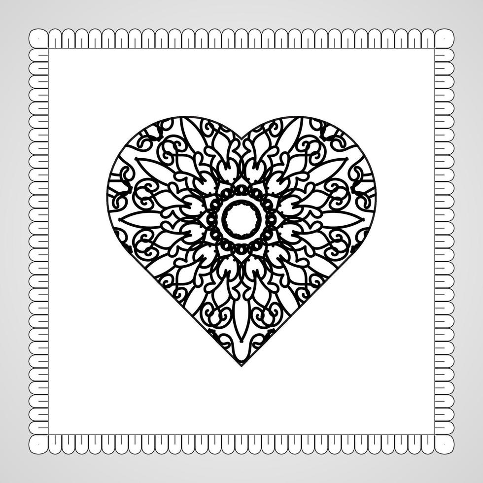 hand getekend hart met mandala. decoratie in etnisch oosters doodle ornament vector