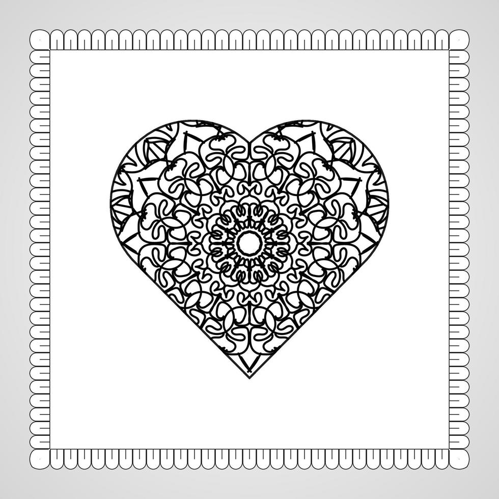 hand getekend hart met mandala. decoratie in etnisch oosters doodle ornament vector