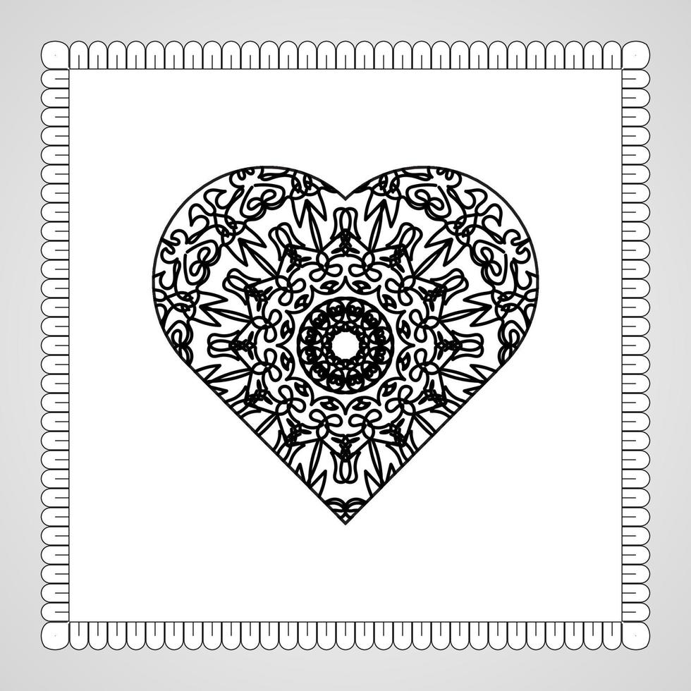 hand getekend hart met mandala. decoratie in etnisch oosters doodle ornament vector