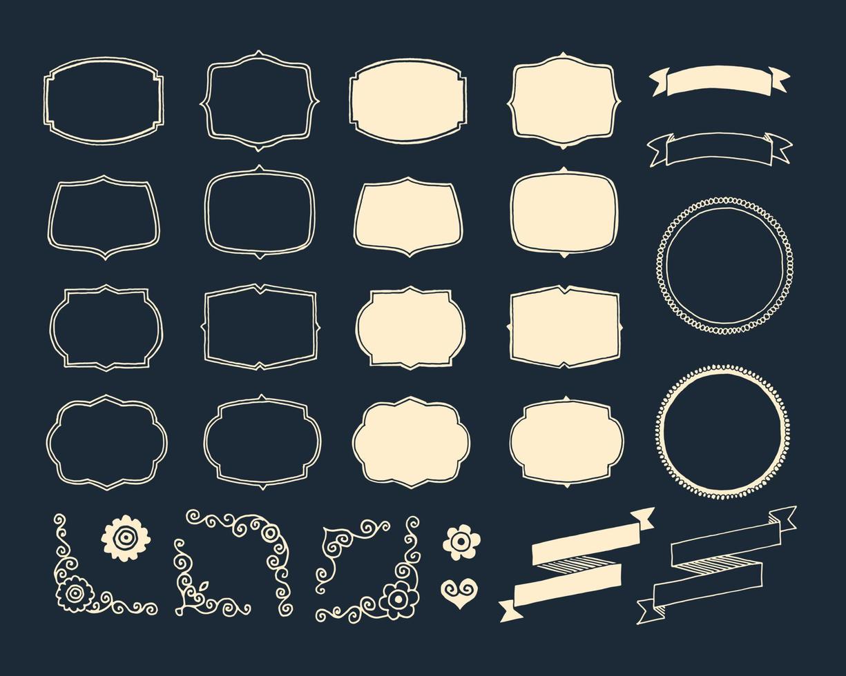 verschillende handgeschreven deco vormen elementen. tekens en symbolen van handgeschreven decovormen. vector