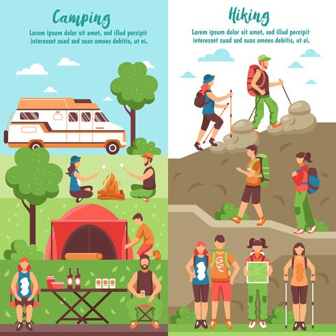 Hiking Group verticale banners vector