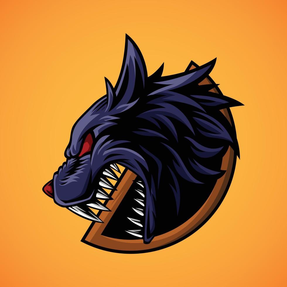 esport-mascotte van woeste wolfskop vector