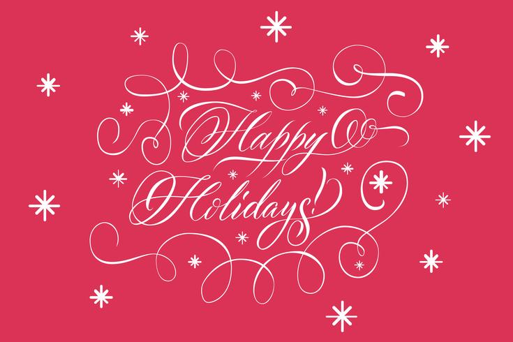 Belettering Happy Holidays White On Red vector